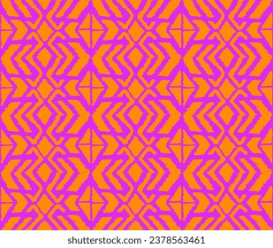 Ikat geometric folklore ornament with diamonds. Tribal ethnic vector texture. Seamless striped pattern in Aztec style. Folk embroidery. Indian, Scandinavian, Gypsy, Mexican, African rug.