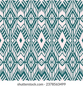 Ikat geometric folklore ornament with diamonds. Tribal ethnic vector texture. Seamless striped pattern in Aztec style. Folk embroidery. Indian, Scandinavian, Gypsy, Mexican, African rug.