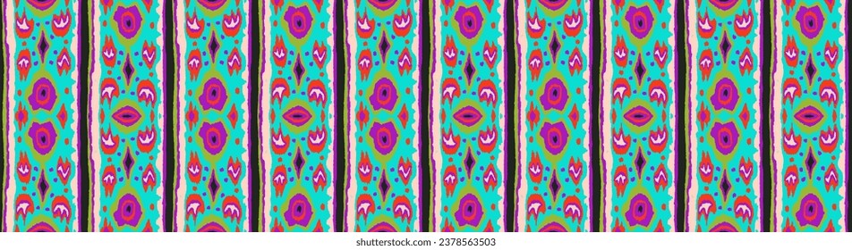 Ikat geometric folklore ornament with diamonds. Tribal ethnic vector texture. Seamless striped pattern in Aztec style. Folk embroidery. Indian, Scandinavian, Gypsy, Mexican, African rug.