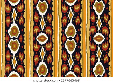 Ikat geometric folklore ornament with diamonds. Tribal ethnic vector texture. Seamless striped pattern in Aztec style. Folk embroidery. Indian, Scandinavian, Gypsy, Mexican, African rug.