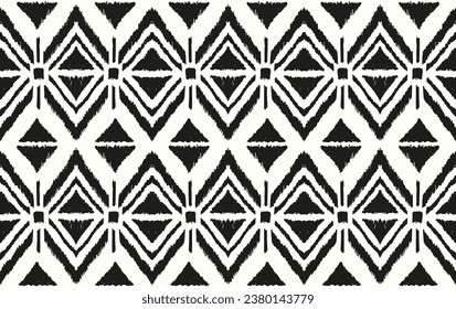 Ikat geometric folklore ornament with diamonds. Tribal ethnic vector texture. Seamless striped pattern in Aztec style. Folk embroidery. Indian, Scandinavian, Gypsy, Mexican, African rug.