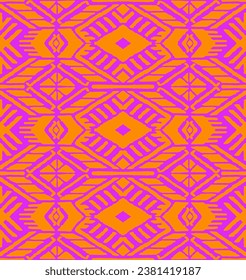 Ikat geometric folklore ornament with diamonds. Tribal ethnic vector texture. Seamless striped pattern in Aztec style. Folk embroidery. Indian, Scandinavian, Gypsy, Mexican, African rug.