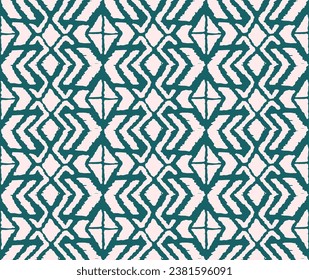 Ikat geometric folklore ornament with diamonds. Tribal ethnic vector texture. Seamless striped pattern in Aztec style. Folk embroidery. Indian, Scandinavian, Gypsy, Mexican, African rug.