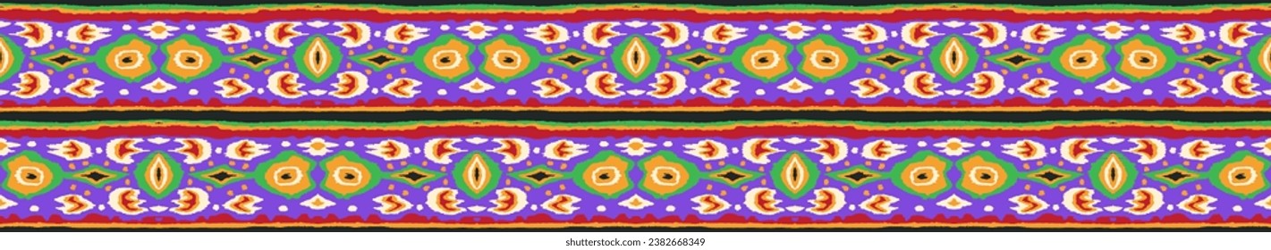 Ikat geometric folklore ornament with diamonds. Tribal ethnic vector texture. Seamless striped pattern in Aztec style. Folk embroidery. Indian, Scandinavian, Gypsy, Mexican, African rug.