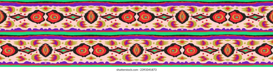 Ikat geometric folklore ornament with diamonds. Tribal ethnic vector texture. Seamless striped pattern in Aztec style. Folk embroidery. Indian, Scandinavian, Gypsy, Mexican, African rug.