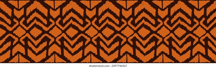 Ikat geometric folklore ornament with diamonds. Tribal ethnic vector texture. Seamless striped pattern in Aztec style. Folk embroidery. Indian, Scandinavian, Gypsy, Mexican, African rug.