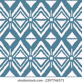 Ikat geometric folklore ornament with diamonds. Tribal ethnic vector texture. Seamless striped pattern in Aztec style. Folk embroidery. Indian, Scandinavian, Gypsy, Mexican, African rug.