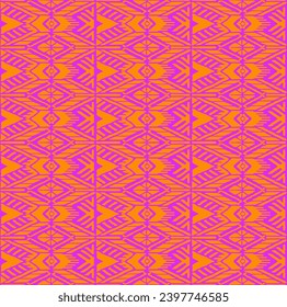 Ikat geometric folklore ornament with diamonds. Tribal ethnic vector texture. Seamless striped pattern in Aztec style. Folk embroidery. Indian, Scandinavian, Gypsy, Mexican, African rug.