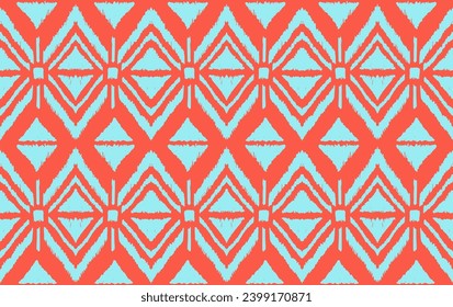 Ikat geometric folklore ornament with diamonds. Tribal ethnic vector texture. Seamless striped pattern in Aztec style. Folk embroidery. Indian, Scandinavian, Gypsy, Mexican, African rug.