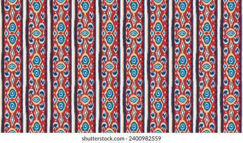Ikat geometric folklore ornament with diamonds. Tribal ethnic vector texture. Seamless striped pattern in Aztec style. Folk embroidery. Indian, Scandinavian, Gypsy, Mexican, African rug.