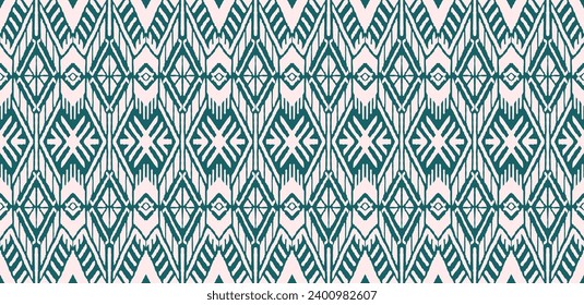Ikat geometric folklore ornament with diamonds. Tribal ethnic vector texture. Seamless striped pattern in Aztec style. Folk embroidery. Indian, Scandinavian, Gypsy, Mexican, African rug.