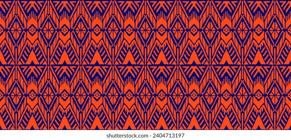 Ikat geometric folklore ornament with diamonds. Tribal ethnic vector texture. Seamless striped pattern in Aztec style. Folk embroidery. Indian, Scandinavian, Gypsy, Mexican, African rug.