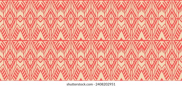 Ikat geometric folklore ornament with diamonds. Tribal ethnic vector texture. Seamless striped pattern in Aztec style. Folk embroidery. Indian, Scandinavian, Gypsy, Mexican, African rug.