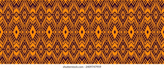 Ikat geometric folklore ornament with diamonds. Tribal ethnic vector texture. Seamless striped pattern in Aztec style. Folk embroidery. Indian, Scandinavian, Gypsy, Mexican, African rug.