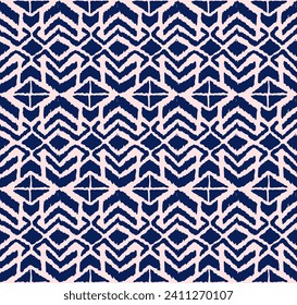 Ikat geometric folklore ornament with diamonds. Tribal ethnic vector texture. Seamless striped pattern in Aztec style. Folk embroidery. Indian, Scandinavian, Gypsy, Mexican, African rug.