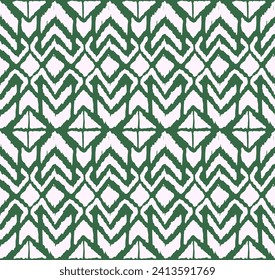 Ikat geometric folklore ornament with diamonds. Tribal ethnic vector texture. Seamless striped pattern in Aztec style. Folk embroidery. Indian, Scandinavian, Gypsy, Mexican, African rug.