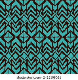 Ikat geometric folklore ornament with diamonds. Tribal ethnic vector texture. Seamless striped pattern in Aztec style. Folk embroidery. Indian, Scandinavian, Gypsy, Mexican, African rug.