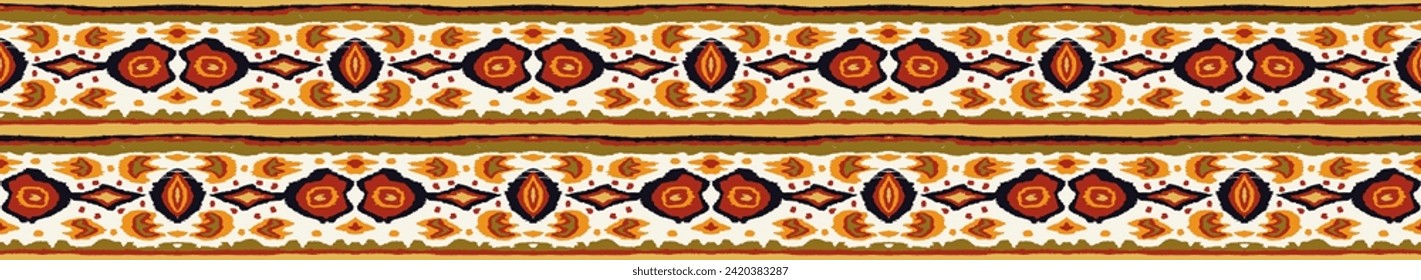 Ikat geometric folklore ornament with diamonds. Tribal ethnic vector texture. Seamless striped pattern in Aztec style. Folk embroidery. Indian, Scandinavian, Gypsy, Mexican, African rug.