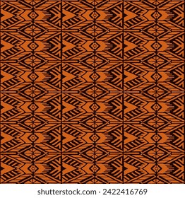 Ikat geometric folklore ornament with diamonds. Tribal ethnic vector texture. Seamless striped pattern in Aztec style. Folk embroidery. Indian, Scandinavian, Gypsy, Mexican, African rug.