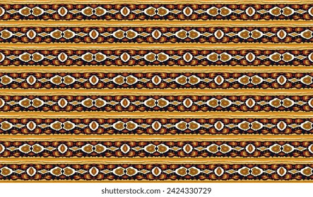 Ikat geometric folklore ornament with diamonds. Tribal ethnic vector texture. Seamless striped pattern in Aztec style. Folk embroidery. Indian, Scandinavian, Gypsy, Mexican, African rug.