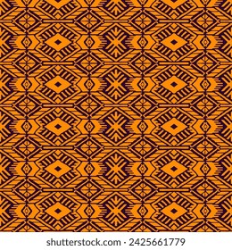 Ikat geometric folklore ornament with diamonds. Tribal ethnic vector texture. Seamless striped pattern in Aztec style. Folk embroidery. Indian, Scandinavian, Gypsy, Mexican, African rug.