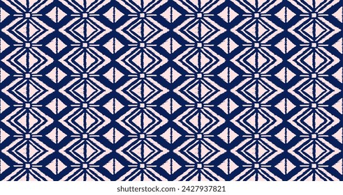 Ikat geometric folklore ornament with diamonds. Tribal ethnic vector texture. Seamless striped pattern in Aztec style. Folk embroidery. Indian, Scandinavian, Gypsy, Mexican, African rug.