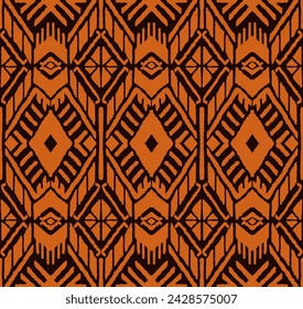 Ikat geometric folklore ornament with diamonds. Tribal ethnic vector texture. Seamless striped pattern in Aztec style. Folk embroidery. Indian, Scandinavian, Gypsy, Mexican, African rug.