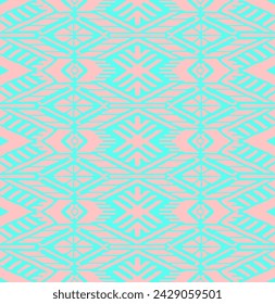 Ikat geometric folklore ornament with diamonds. Tribal ethnic vector texture. Seamless striped pattern in Aztec style. Folk embroidery. Indian, Scandinavian, Gypsy, Mexican, African rug.