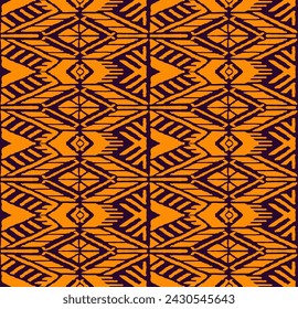 Ikat geometric folklore ornament with diamonds. Tribal ethnic vector texture. Seamless striped pattern in Aztec style. Folk embroidery. Indian, Scandinavian, Gypsy, Mexican, African rug.