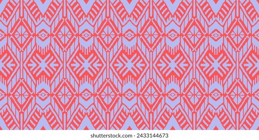 Ikat geometric folklore ornament with diamonds. Tribal ethnic vector texture. Seamless striped pattern in Aztec style. Folk embroidery. Indian, Scandinavian, Gypsy, Mexican, African rug.