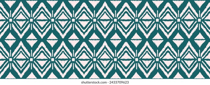 Ikat geometric folklore ornament with diamonds. Tribal ethnic vector texture. Seamless striped pattern in Aztec style. Folk embroidery. Indian, Scandinavian, Gypsy, Mexican, African rug.