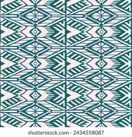 Ikat geometric folklore ornament with diamonds. Tribal ethnic vector texture. Seamless striped pattern in Aztec style. Folk embroidery. Indian, Scandinavian, Gypsy, Mexican, African rug.