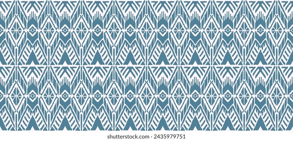 Ikat geometric folklore ornament with diamonds. Tribal ethnic vector texture. Seamless striped pattern in Aztec style. Folk embroidery. Indian, Scandinavian, Gypsy, Mexican, African rug.