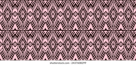 Ikat geometric folklore ornament with diamonds. Tribal ethnic vector texture. Seamless striped pattern in Aztec style. Folk embroidery. Indian, Scandinavian, Gypsy, Mexican, African rug.