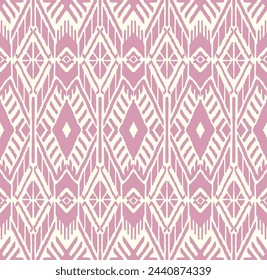 Ikat geometric folklore ornament with diamonds. Tribal ethnic vector texture. Seamless striped pattern in Aztec style. Folk embroidery. Indian, Scandinavian, Gypsy, Mexican, African rug.