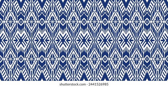 Ikat geometric folklore ornament with diamonds. Tribal ethnic vector texture. Seamless striped pattern in Aztec style. Folk embroidery. Indian, Scandinavian, Gypsy, Mexican, African rug.