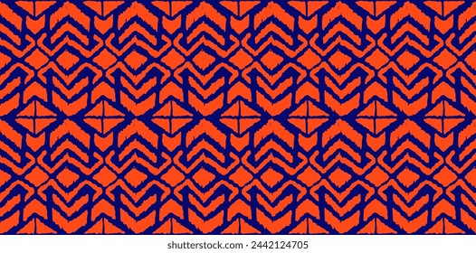 Ikat geometric folklore ornament with diamonds. Tribal ethnic vector texture. Seamless striped pattern in Aztec style. Folk embroidery. Indian, Scandinavian, Gypsy, Mexican, African rug.