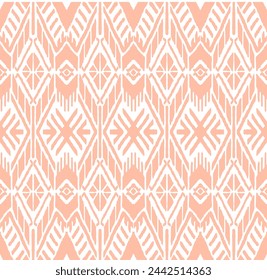 Ikat geometric folklore ornament with diamonds. Tribal ethnic vector texture. Seamless striped pattern in Aztec style. Folk embroidery. Indian, Scandinavian, Gypsy, Mexican, African rug.