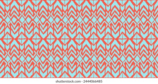 Ikat geometric folklore ornament with diamonds. Tribal ethnic vector texture. Seamless striped pattern in Aztec style. Folk embroidery. Indian, Scandinavian, Gypsy, Mexican, African rug.