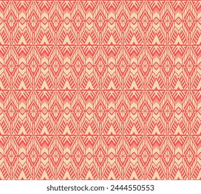 Ikat geometric folklore ornament with diamonds. Tribal ethnic vector texture. Seamless striped pattern in Aztec style. Folk embroidery. Indian, Scandinavian, Gypsy, Mexican, African rug.