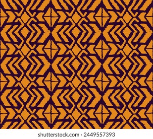 Ikat geometric folklore ornament with diamonds. Tribal ethnic vector texture. Seamless striped pattern in Aztec style. Folk embroidery. Indian, Scandinavian, Gypsy, Mexican, African rug.