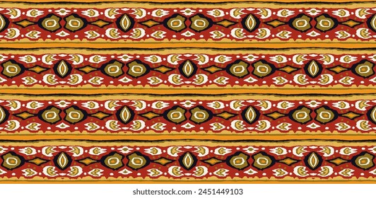Ikat geometric folklore ornament with diamonds. Tribal ethnic vector texture. Seamless striped pattern in Aztec style. Folk embroidery. Indian, Scandinavian, Gypsy, Mexican, African rug.