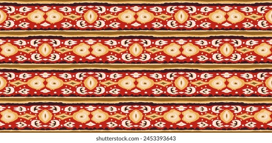 Ikat geometric folklore ornament with diamonds. Tribal ethnic vector texture. Seamless striped pattern in Aztec style. Folk embroidery. Indian, Scandinavian, Gypsy, Mexican, African rug.