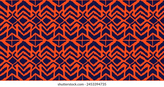 Ikat geometric folklore ornament with diamonds. Tribal ethnic vector texture. Seamless striped pattern in Aztec style. Folk embroidery. Indian, Scandinavian, Gypsy, Mexican, African rug.