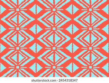 Ikat geometric folklore ornament with diamonds. Tribal ethnic vector texture. Seamless striped pattern in Aztec style. Folk embroidery. Indian, Scandinavian, Gypsy, Mexican, African rug.