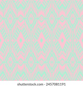 Ikat geometric folklore ornament with diamonds. Tribal ethnic vector texture. Seamless striped pattern in Aztec style. Folk embroidery. Indian, Scandinavian, Gypsy, Mexican, African rug.