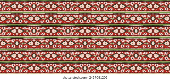 Ikat geometric folklore ornament with diamonds. Tribal ethnic vector texture. Seamless striped pattern in Aztec style. Folk embroidery. Indian, Scandinavian, Gypsy, Mexican, African rug.