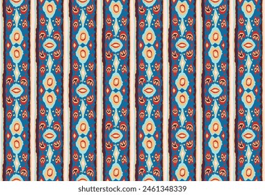 Ikat geometric folklore ornament with diamonds. Tribal ethnic vector texture. Seamless striped pattern in Aztec style. Folk embroidery. Indian, Scandinavian, Gypsy, Mexican, African rug.