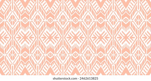 Ikat geometric folklore ornament with diamonds. Tribal ethnic vector texture. Seamless striped pattern in Aztec style. Folk embroidery. Indian, Scandinavian, Gypsy, Mexican, African rug.