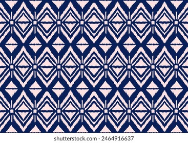 Ikat geometric folklore ornament with diamonds. Tribal ethnic vector texture. Seamless striped pattern in Aztec style. Folk embroidery. Indian, Scandinavian, Gypsy, Mexican, African rug.